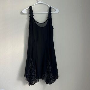 Free People Black Sheer Sleeveless Dress with Embroidered Details